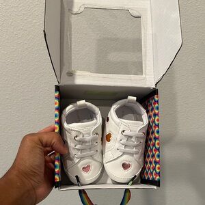Kurt Geiger White Sneakers with Colorful Hearts